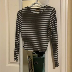 Basic grey striped long sleeve